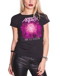 Gnrique Anthrax T Shirt For All Queens Band Logo Nouveau Officiel Femme Skinny Fit